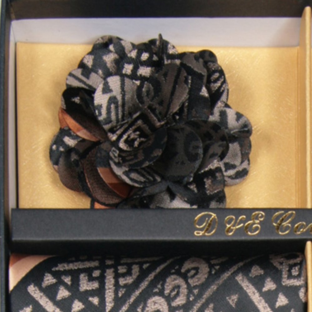 6 Piece Copper Brown Black Necktie & Bow Tie Set - Picture 3 of 6